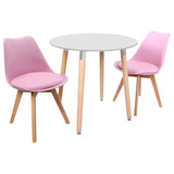 Round Dining Set Grey Fabric 80cm