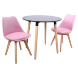 Round Dining Set Grey Fabric 80cm
