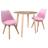 Round Dining Set Grey Fabric 80cm