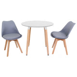 Round Dining Set Grey Fabric 80cm