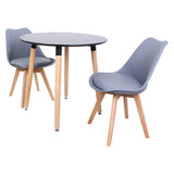 Round Dining Set Grey Fabric 80cm