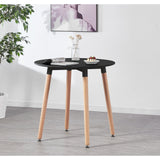Round Dining Set Grey Fabric 80cm