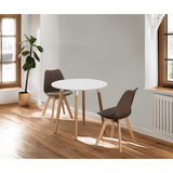 Round Dining Set Grey Fabric 80cm