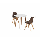Round Dining Set Grey Fabric 80cm