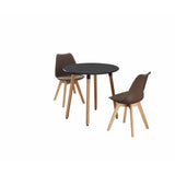 Round Dining Set Grey Fabric 80cm