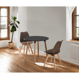 Round Dining Set Grey Fabric 80cm