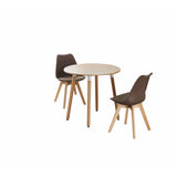 Round Dining Set Grey Fabric 80cm