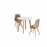 Round Dining Set Grey Fabric 80cm