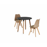 Round Dining Set Grey Fabric 80cm