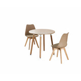 Round Dining Set Grey Fabric 80cm