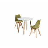 Round Dining Set Grey Fabric 80cm