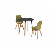 Round Dining Set Grey Fabric 80cm