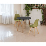 Round Dining Set Grey Fabric 80cm