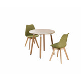 Round Dining Set Grey Fabric 80cm