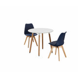Round Dining Set Grey Fabric 80cm