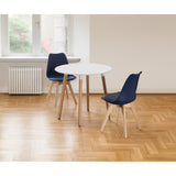 Round Dining Set Grey Fabric 80cm
