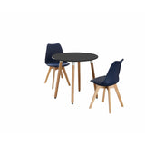Round Dining Set Grey Fabric 80cm