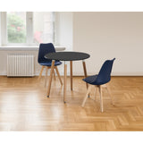 Round Dining Set Grey Fabric 80cm