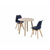 Round Dining Set Grey Fabric 80cm