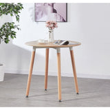 Round Dining Set Grey Fabric 80cm