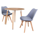 Round Dining Set Grey Fabric 80cm
