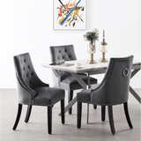 Velvet Dining Chair Windsor with Silver Studs 94cm
