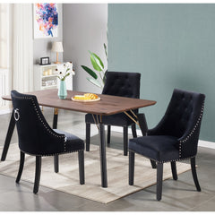 5-Piece Dining Set - Cosmo Lux Walnut Table & 4 Windsor Velvet Chairs