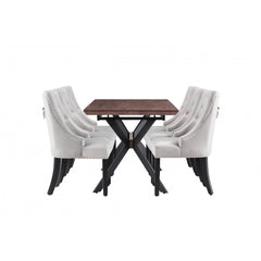 5-Piece Dining Set - Blaze Extendable Table & 4 Windsor Velvet Chairs