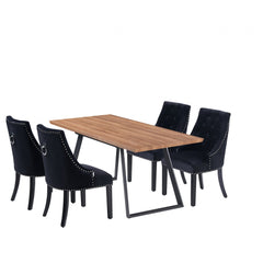 5-Piece Dining Set - Toga Extendable Table & 4 Windsor Velvet Chairs