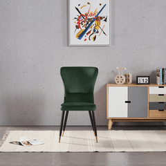 Velvet Dining Chair - New York Lux Curved High Back & Metal Legs