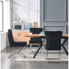 Velvet Dining Chair - Trafalgar Lux Deep Buttoned Back & Metal Legs