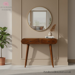 Solid Wood - Console Table - 78cm Wide - Wooden Legs - 2 Drawers - Traditional Finish - Petalwood Interiors - Front