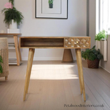 Solid Wood - Desk - Single Drawer With Open Slot | Art Deco Style - Petalwood Interiors