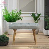 Solid Wood - Grey Tweed Bench - Mid-Century Style Legs | Versatile Seating - Petalwood Interiors
