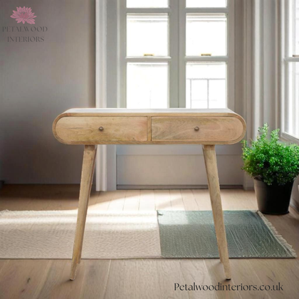 Console Table Solid Wood - Oak Finish - Multiple Drawers- 78cm Height - Wooden Legs - Petalwood Interiors