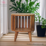 Solid Wood - Bedside Table - Japanese Design - Open Shelf Storage - 40cm Height | Traditional Finish - Petalwood Interiors