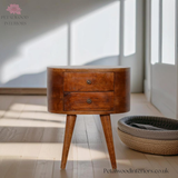 Dark Solid Wood - Bedside Table - Wooden Legs - 2 Mini Drawers - 54cm Height - Petalwood Interiors