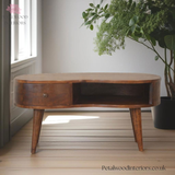 Solid Wood - Coffee Table - Dark Wood Finish - 40cm Height - Wooden Legs - Drawer Storage - Petalwood Interiors