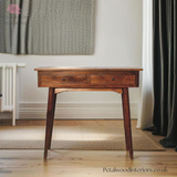 Solid Wood - Bedside Table - Brass Accents - 58cm Height | Elegant Storage - Petalwood Interiors