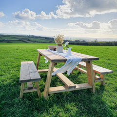 Farmhouse Outdoor Table - With Timber Legs and Bench - 180cm
