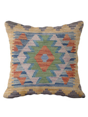 Afghan Kilim Wool Cushion Cover – One of a Kind – 45 × 45 cm – Ref 214