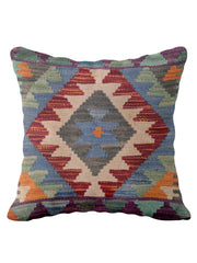 Afghan Kilim Wool Cushion Cover – One of a Kind – 45 × 45 cm – Ref 234