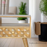 Solid Wood - Tv Stand - Hand-Made Drawers - 47cm Height | Traditional Finish - Petalwood Interiors