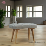 Solid Wood - Grey Tweed Bench - Mid-Century Style Legs | Versatile Seating - Petalwood Interiors