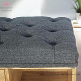 Solid Wood - Shoe Storage Bench - Black Tweed Seat - 58cm Height - 6 Shelves | Traditional Finish - Petalwood Interiors