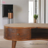 Solid Wood - Coffee Table - Dark Wood Finish - 40cm Height - Wooden Legs - Drawer Storage - Petalwood Interiors