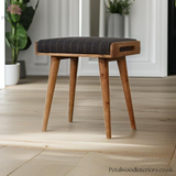 Solid Wood - Footstool with 100% Tweed Upholstery - Petalwood Interiors