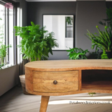 Solid Wood - Coffee Table - 40cm Height - Wooden Legs - Drawer & Open Slot | Traditional Design - Petalwood Interiors