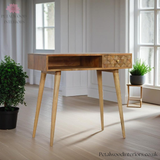 Solid Wood - Desk - Single Drawer With Open Slot | Art Deco Style - Petalwood Interiors