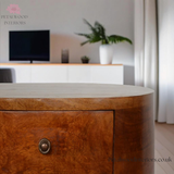 Dark Solid Wood - Bedside Table - Wooden Legs - 2 Mini Drawers - 54cm Height - Petalwood Interiors